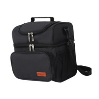 Bothyi - Bolsa De Almuerzo Con Aislamiento, Bolsa Bento De Comida De 2 Capas Para Mujeres Que Viajan, Acampan, Negro