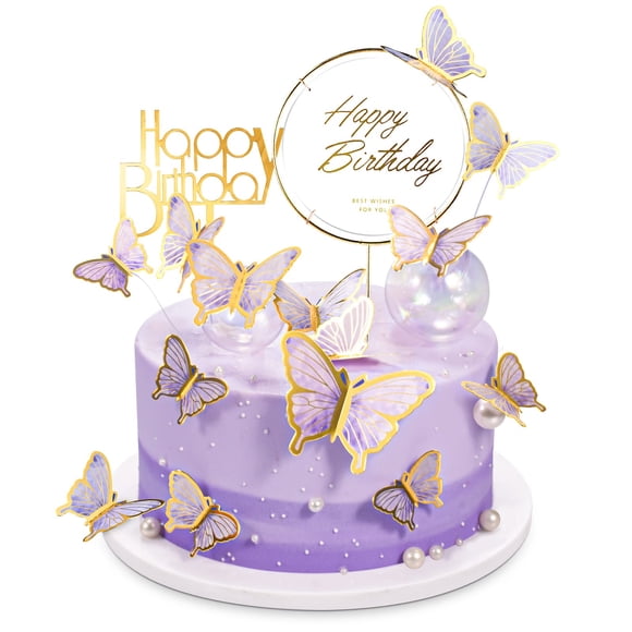 Decoraciones para tartas LANGPA Butterfly con adornos acrílicos x22