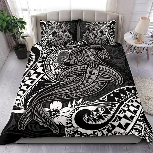 Juego De Cama Samoa Americana Tiburón Blanco Tatuaje Polinesio