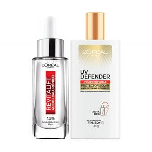 Loreal - Pack Serum Hialuronico + Uv Defender Protector Solar