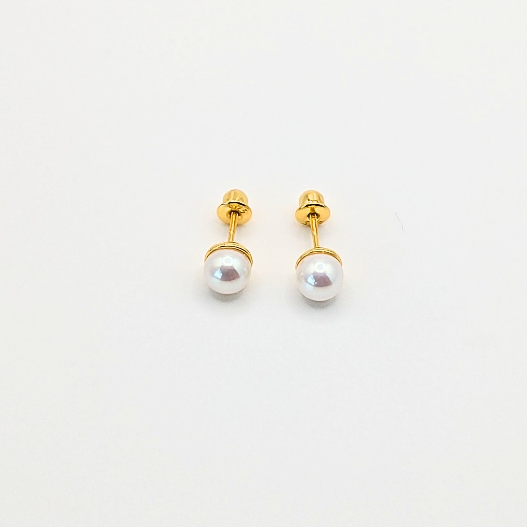 Tiana Joyas - Aros De Perla Cultivada De 6mm De Plata 925 Baño Oro 18k