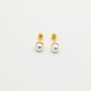 Tiana Joyas - Aros De Perla Cultivada De 6Mm De Plata 925 Baño Oro 18K