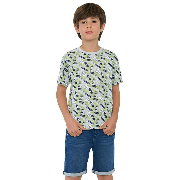 Polera Niño Kids Manga Corta Full Gris Corona