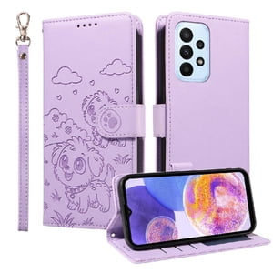 Funda Billetera Foxdock Compatible Con Samsung Galaxy A23 4G/5G, Diseño Perrito Tierno, Ranuras Para Tarjetas Y Soporte Plegable