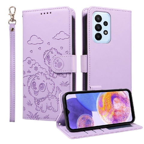 Funda Billetera Foxdock Compatible Con Samsung Galaxy A23 4G/5G, Diseño Perrito Tierno, Ranuras Para Tarjetas Y Soporte Plegable