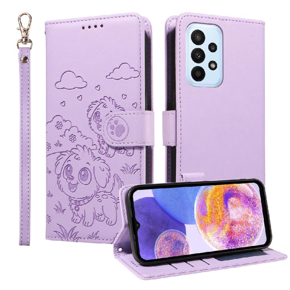 Funda Billetera Foxdock Compatible Con Samsung Galaxy A23 4G/5G, Diseño Perrito Tierno, Ranuras Para Tarjetas Y Soporte Plegable