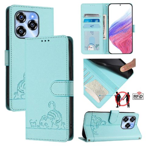 Funda Tipo Cartera Foxdock Para Oukitel C50 Con Soporte, Ranuras, Rfid, Diseño De Gato