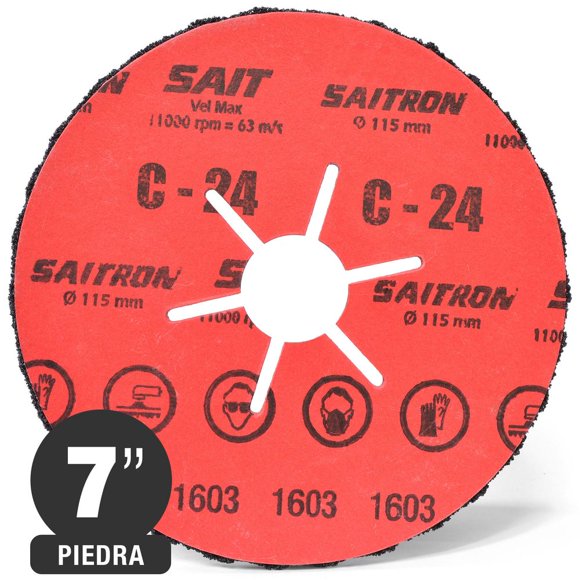 Disco Fibra Conformado - Piedra - 7'' - Grano 24 - Sait
