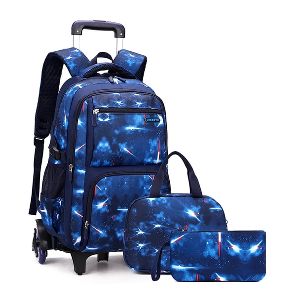with Lunch Box Trolley School Bags Rolling Backpack for Boys Wheeled Bag Carry On Kids' Luggage Primary Junior High School Bag