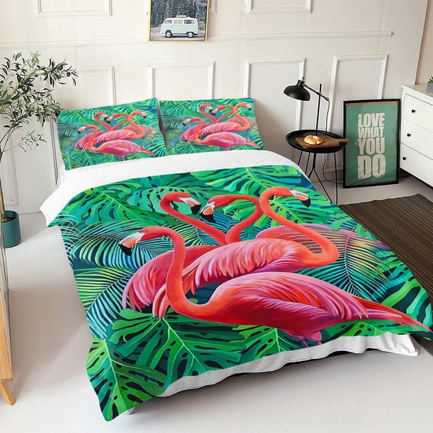 Quilt Cover with Flamingo Cartoon Bird for Children 100% Polyester Bedding Breathable Duvet Custom Made Set Home