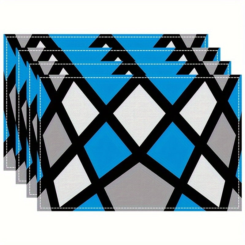 Xmhytop - Set De 4 Mantelitos Individuales Para Mesa Tapetes Rectangulares De Tela Premium Fina Impermeables Y Resistentes 32 X 45 Cm Estilo C Azul
