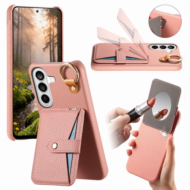 Funda FOXDOCK para Samsung Galaxy S26 Pro Soporte múltiple, diseño con anillo, función billetera y protección avanzada-rosa