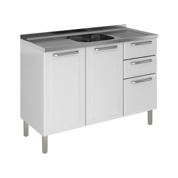 Gabinete Fregad De Cocina Blanco - Plateado