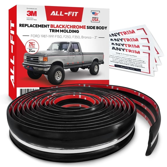 Moldura lateral de carrocería All-Fit Automotive 8 m negro/cromo