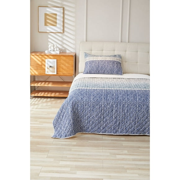 Quilt Sherpa Estampado Blue Frames 2 plazas