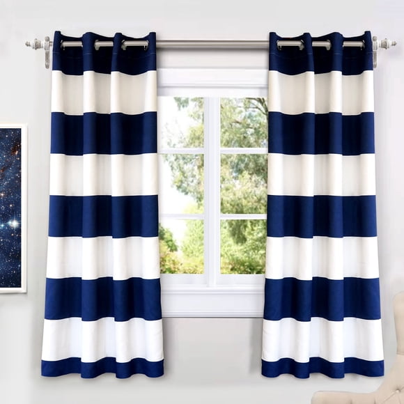 Cortinas DriftAway a Rayas Navales para Oscurecer Habitación de Dormitorio