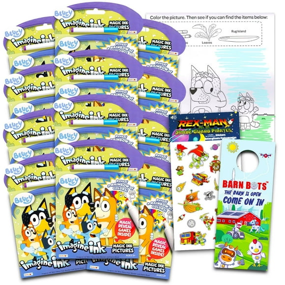Set de libros para colorear Disney Bluey Imagine Ink, paquete de 12 unidades para niños