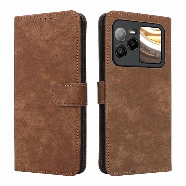 Funda Billetera para BLU Bold N4 con Soporte - Cartera de Cuero con Ranuras Marrón