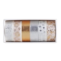 Magideal - Cinta Washi, 6 Washi, Cinta Washi De Lámina Dorada/Plateada De 15Mm, Cinta Decorativa, Cinta Washi Para Diario, Cinta Decorativa Para