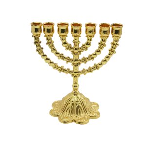 Magideal - Portavelas Judío Hanukkah Menorah De 6,7 Pulgadas De Alto, 7 Ramas, Candelabro Para Estante, Decoración De Armario, Decoración Decorativa Para El Dorado