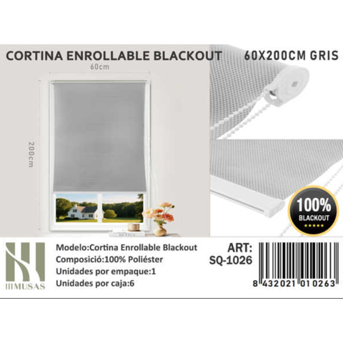 Mundo Shopping - Cortina Roller Blackout 60X200Cm Gris 1026