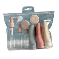 Magideal - Juego De Botellas De Viaje Portátiles, Tarros , Botellas De Spray Recargables, Acondicionador Vacío Con Bolsa Para Crema, Regalos Cosméticos Rosado
