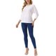 thumbnail image 2 of INSPIRE CHIC Estilo Blusa de Mujer con Mangas Murciélago 3/4 Tops Verano Casual con Ojales Cuello Redondo Túnica Camisetas XL Blanco, 2 of 6