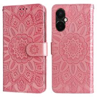 Funda Tipo Cartera Foxdock Para Oneplus Nord Ce 3 , Diseño Girasol En Relieve, Cuero Pu, Cierre Magnético, Soporte Y Tarjetero