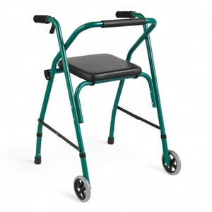 Glomed - Andador Burrito Ortopédico Plegable Con Ruedas Y Asiento Verde Oscuro