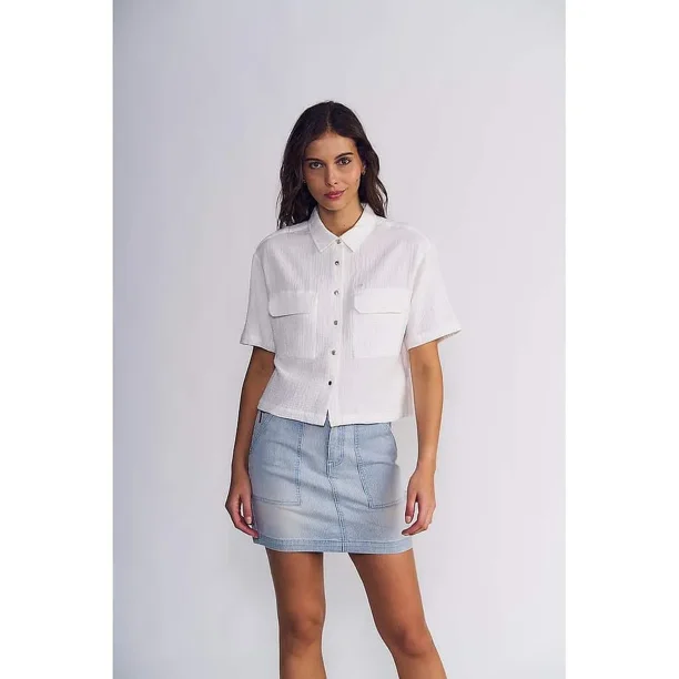 Blusa Mujer Double Crease con Bolsillos Blanco Ellus