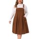 thumbnail image 1 of Agnes Orinda Conjuntos de Halloween Vestido Pichi de Pana Talla Grande para Mujer con Pliegues en Línea A con Bolsillos y Correas Ajustables 4X Marrón, 1 of 8