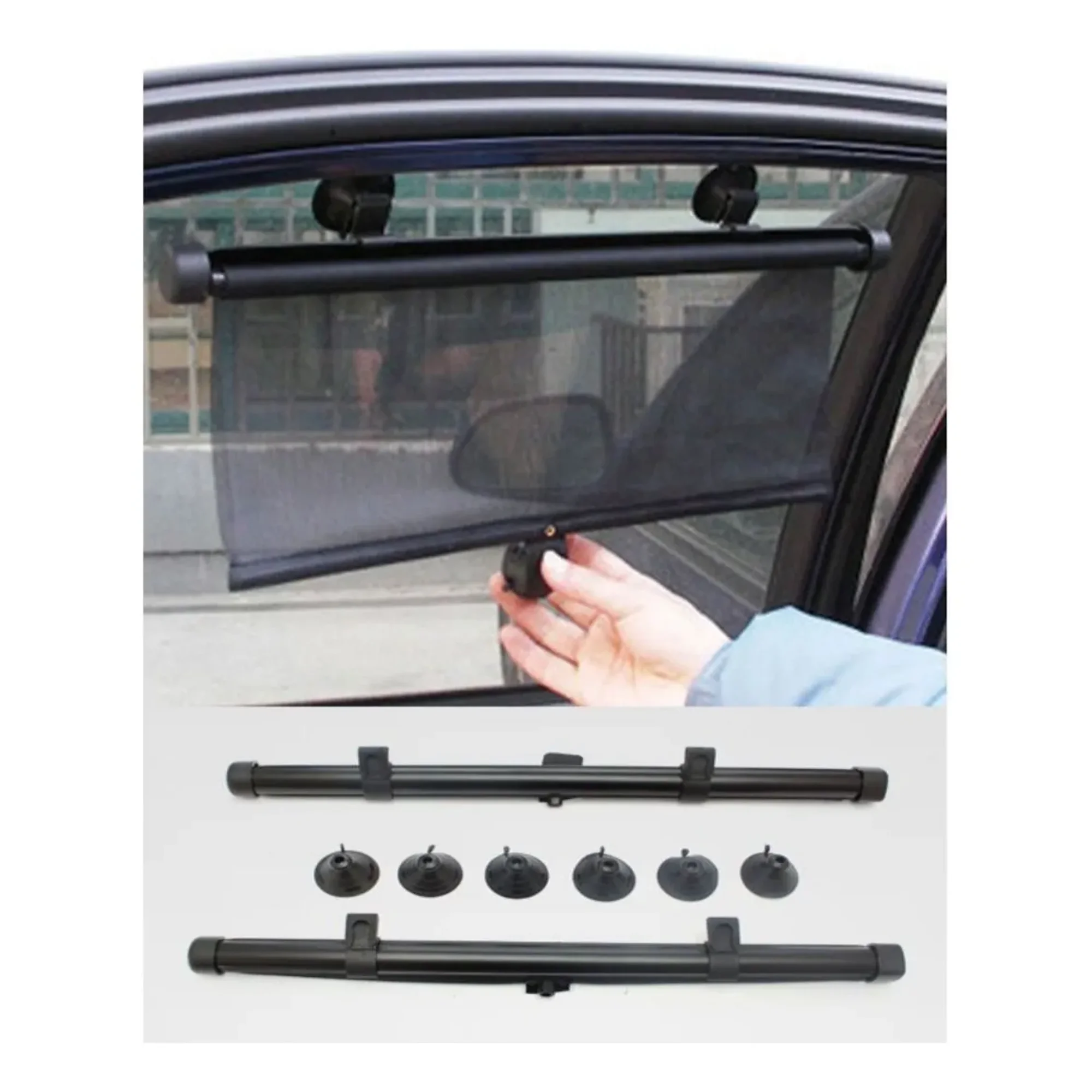 Mundo Accesorios - Cortina Tapa Sol Retractil Para Autos, Camionetas Y Ventanas 45 X 125 Rollo