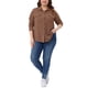 thumbnail image 2 of Agnes Orinda Conjuntos de Halloween para Mujeres Tallas Grandes Camisas Abotonadas Texturizadas con Solapa Chaquetas de Manga Larga Tops Casuales con Decoración de Bolsillo 1X Marrón, 2 of 6
