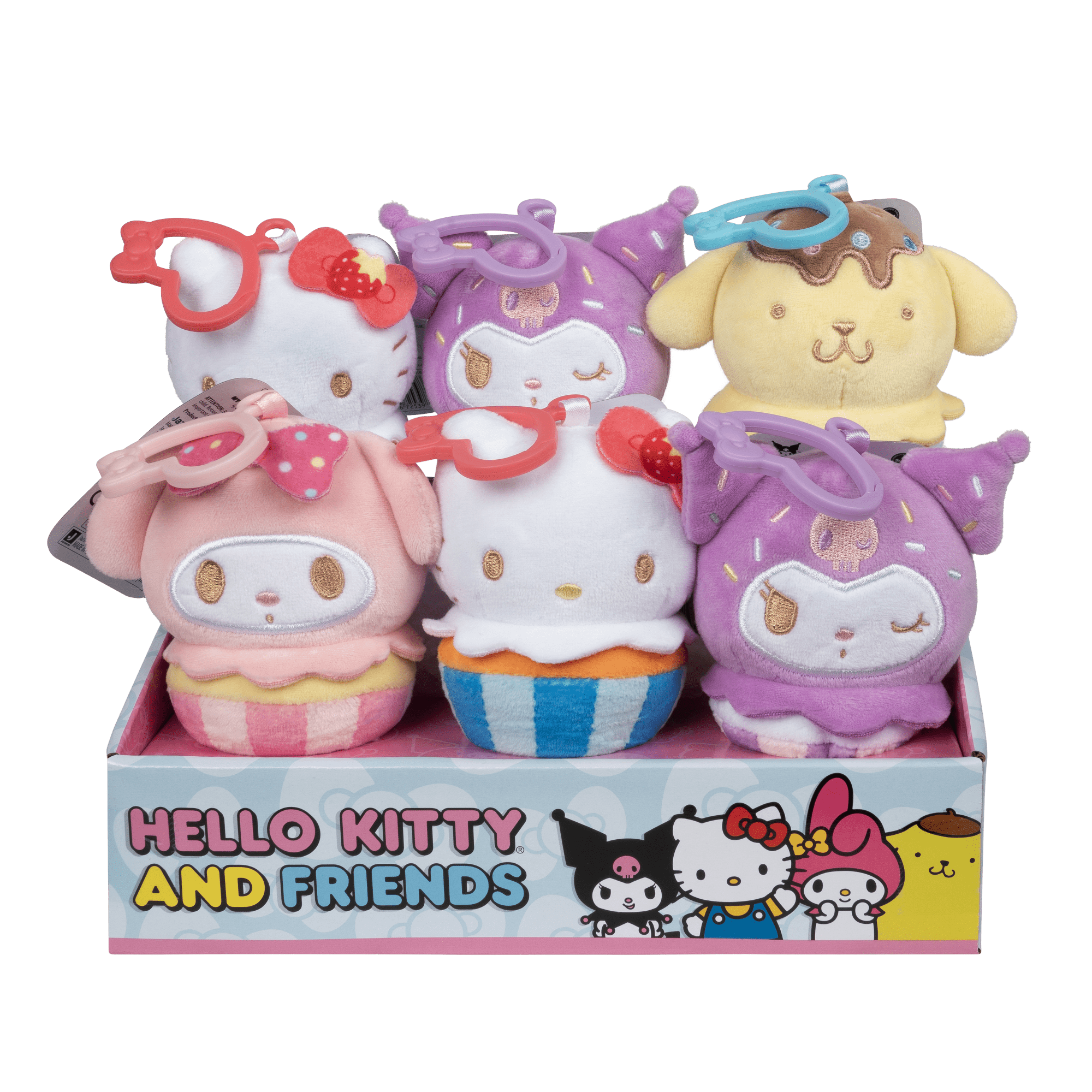 Set 6 Peluches Llaveros 10 Cm. Con Clip Hello Kitty.