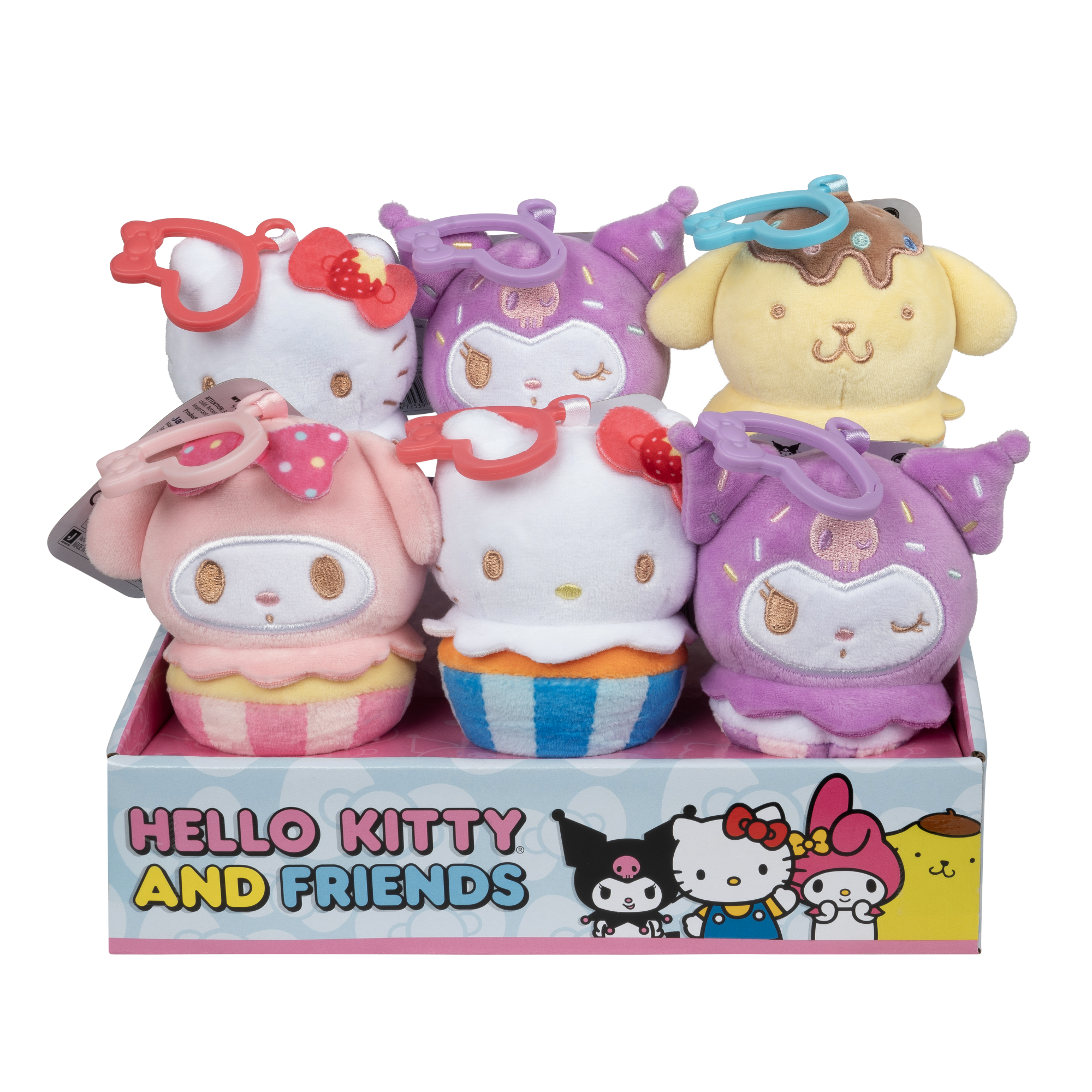 Set 6 Peluches Llaveros 10 Cm. Con Clip Hello Kitty.