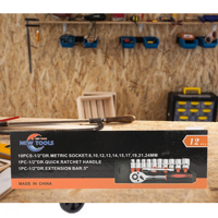 Genérico - Set Juego De Dados Y Llave Chicharra 1/2 | 12 Piezas Acero Cromado