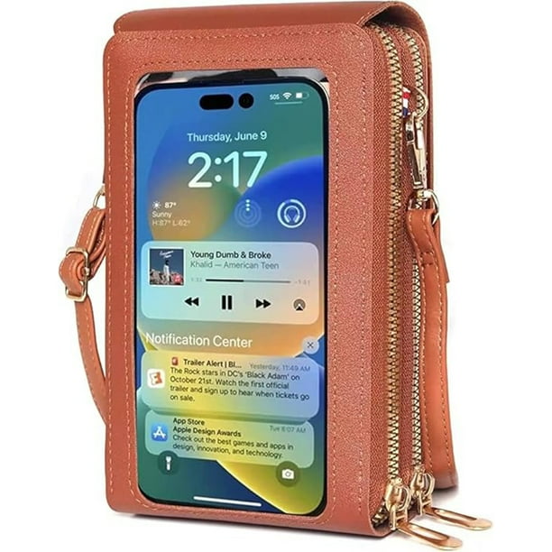 Crossbody De Mujer, Bolso Para Teléfono Con Pantalla Táctil, Cartera Para Teléfono Móvil Con Cremallera De 2 Capas, Bolso Monedero Con Ranura Para Tarjetas De Crédito