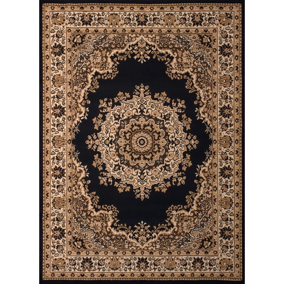 Alfombra United Weavers Dallas Floral Kirman 61 x 99 cm negra