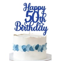 Adorno Para Pastel Decoburst Brillo Azul Feliz 50º Cumpleaños