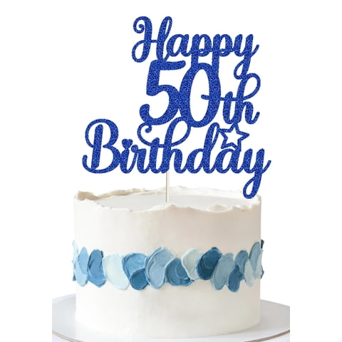 Adorno Para Pastel Decoburst Brillo Azul Feliz 50º Cumpleaños