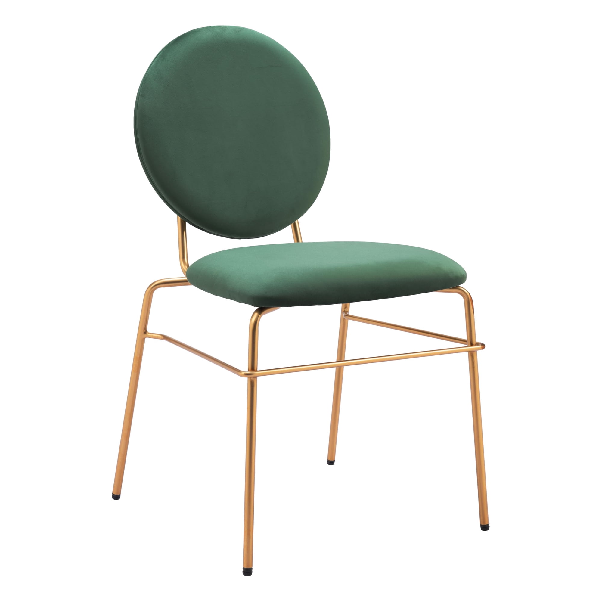 Zuo Modern - Silla De Comedor Zuo Odessa De Tela De Terciopelo Verde Y Dorado