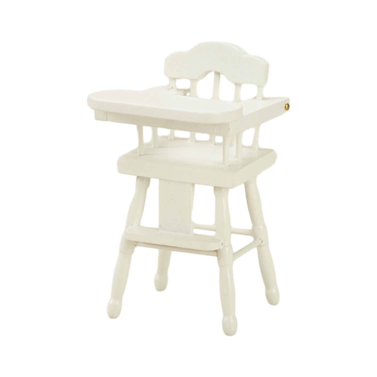 Bothyi - Silla Alta Para Muñeca Pequeña, Modelo De Juego, Trona En Miniatura Para Comedor, Color Blanco