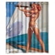 thumbnail image 1 of Cortina de ducha de lona con diseño de chica sexy en bikini mirando al telescopio, estilo retro pin-up, con ganchos, tamaño 60 x 72 pulgadas., 1 of 3