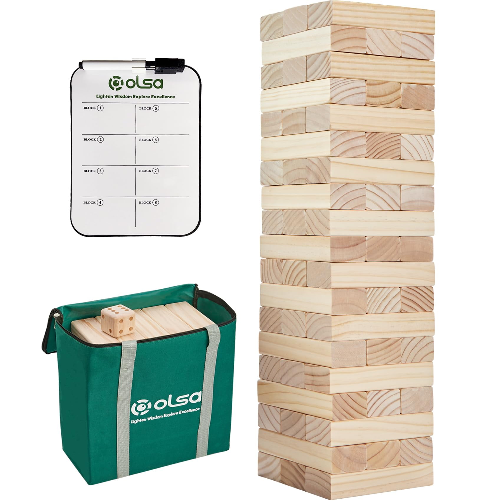 Juego De Apilar Bloques De Madera Giant Tumble Tower Olsa De 57 Piezas