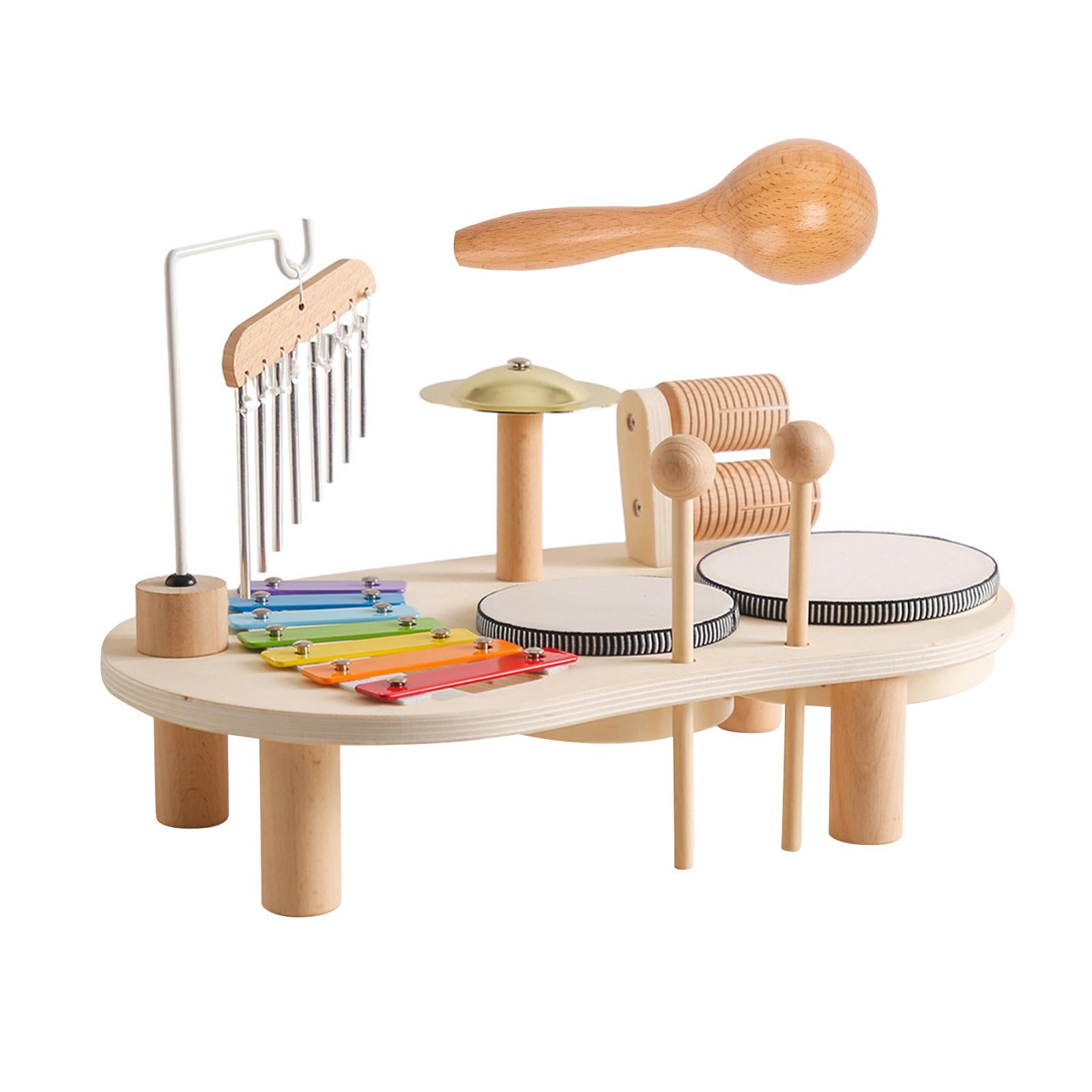 Magideal - Juguetes Para Bebés, Instrumento Musical, Juego De Batería Para Niños, Instrumento De Percusión De Madera, Pandereta, Xilófono De Juguete Para Fiesta,