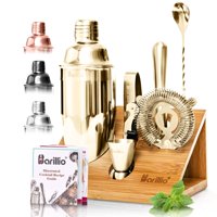 Kit Bartender Barillio Gold De Acero Inoxidable, 10 Unidades, Con Soporte