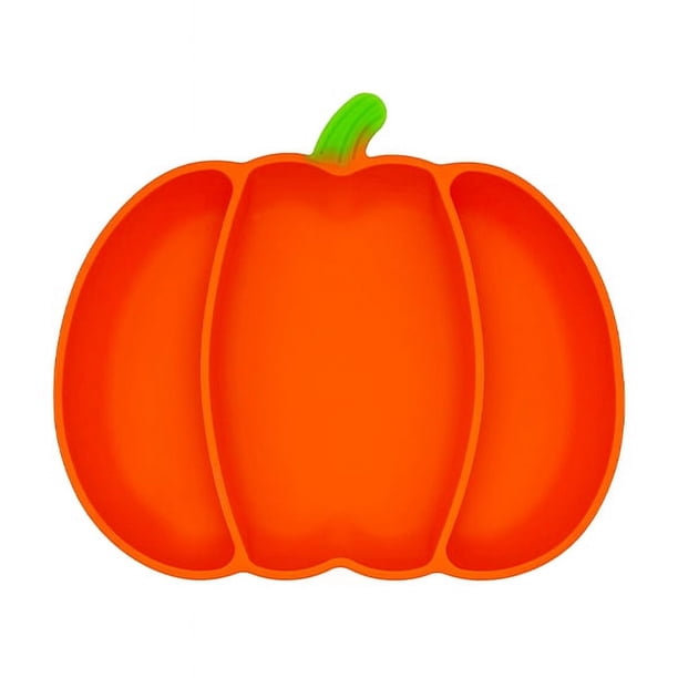 Children's Halloween Silicone Pumpkin Dinner Plate, Baby Silicone Non-slip Tableware, Suction Cup Type Food Supplement Box, Integrated Divided Grid Tableware