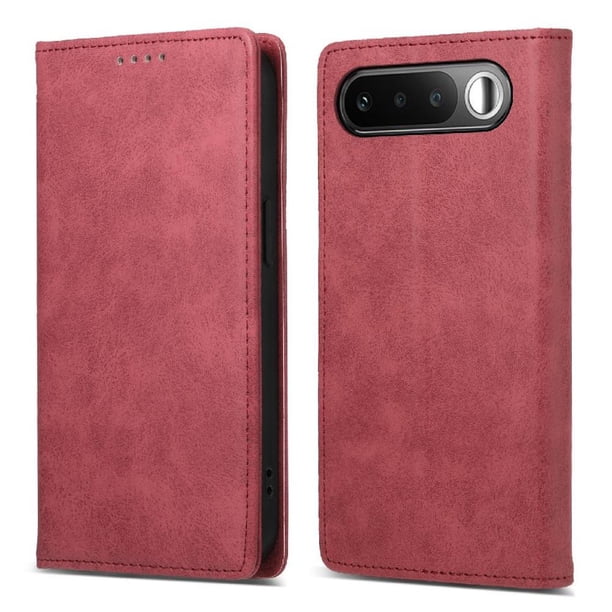 Funda tipo cartera con bloqueo RFID para Realme 16 Con tapa abatible, portatarjetas, cierre magnético, TPU y soporte Rojo