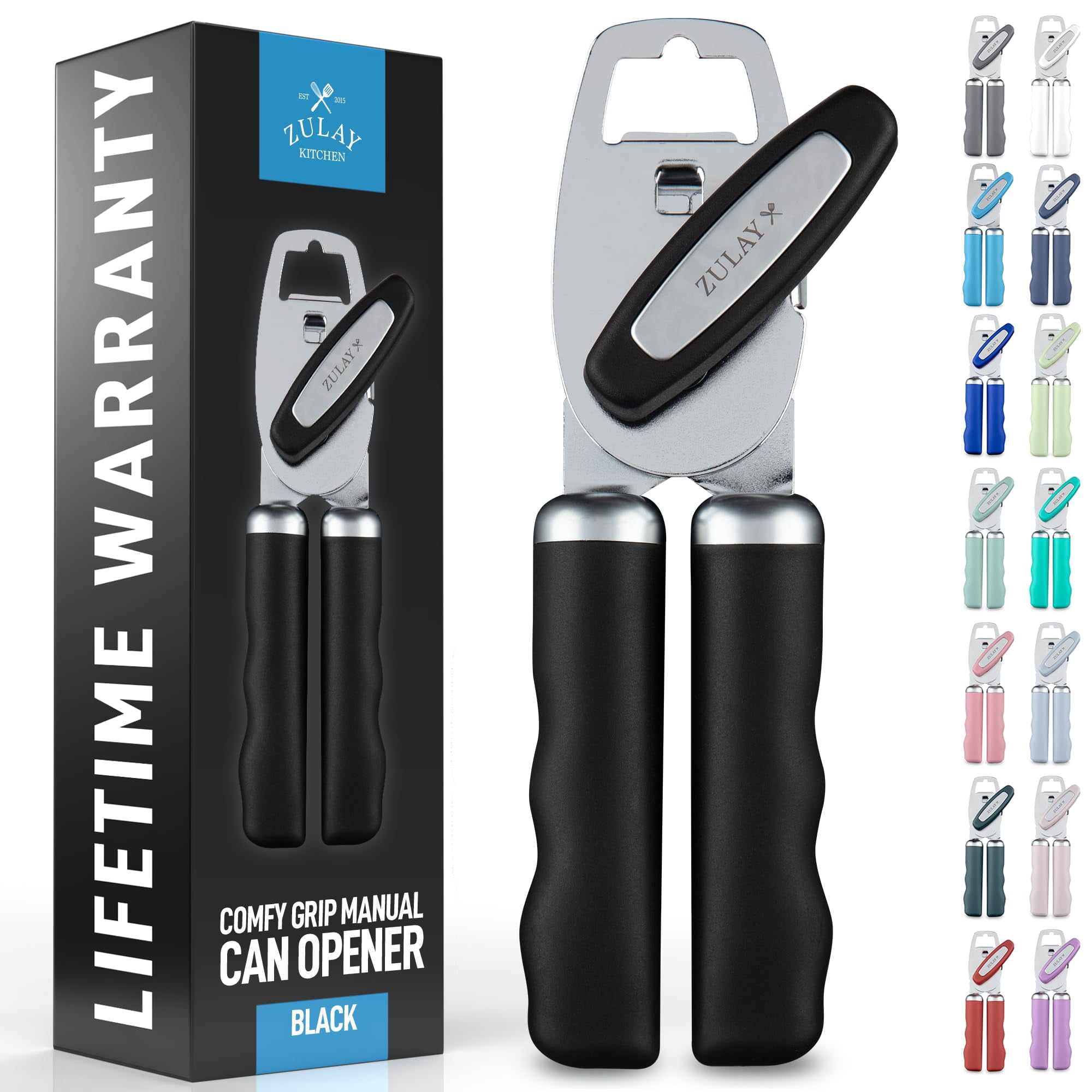 Abridor De Latas Manual Zulay Kitchen Con Abrebotellas, Color Negro