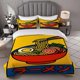 thumbnail image 1 of Pop Art Ramen Themed Bedding Three-Piece Set Duvet Cover and Pillowcase Set Soft and Comfortable, 1 of 1